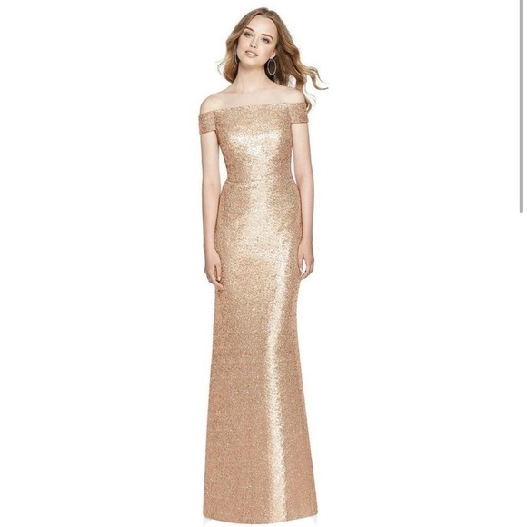 DESSY COLLECTION ELLE SEQUIN DRESS IN ROSE GOLD Size 10 NWT - Picture 1 of 16